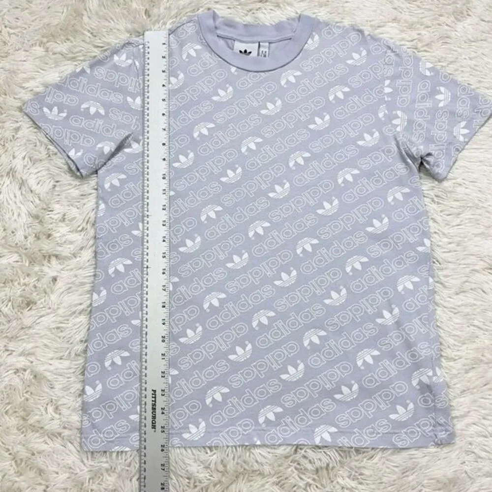 Adidas Originals Monogram All Over Print‎ Tee T-Shirt Lavender Purple Small